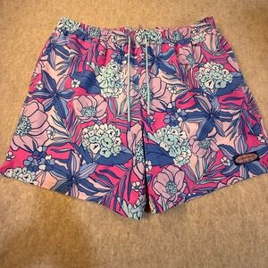 Vineyard Vines Mens XL Floral Swim Trunks Pink Blue Recycled Stretch Board Short